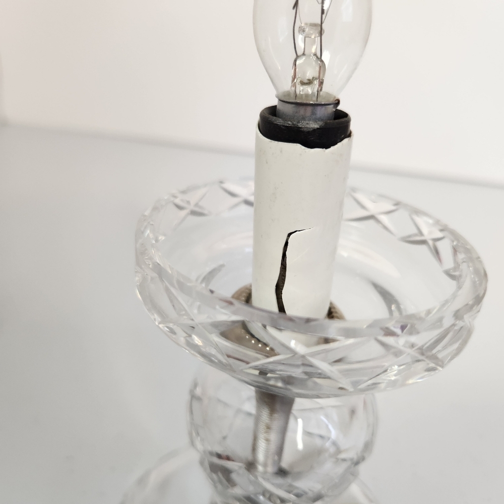 Vintage Cut Crystal Fairy Lamp Pinwheel Patern Czech Bohemian Mushroom Shape - Picture 9 of 10